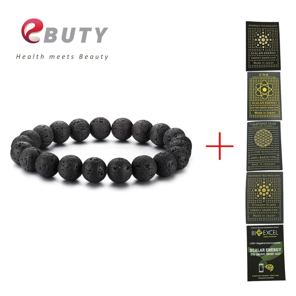 Bracelet Sticker Самый дешевый! EBUTY натуральные мужские браслеты черный натуральный камень женские ювелирные изделия бусины Турмалин талисманы кулон 6000CC - Окраска металла: Bracelet Sticker