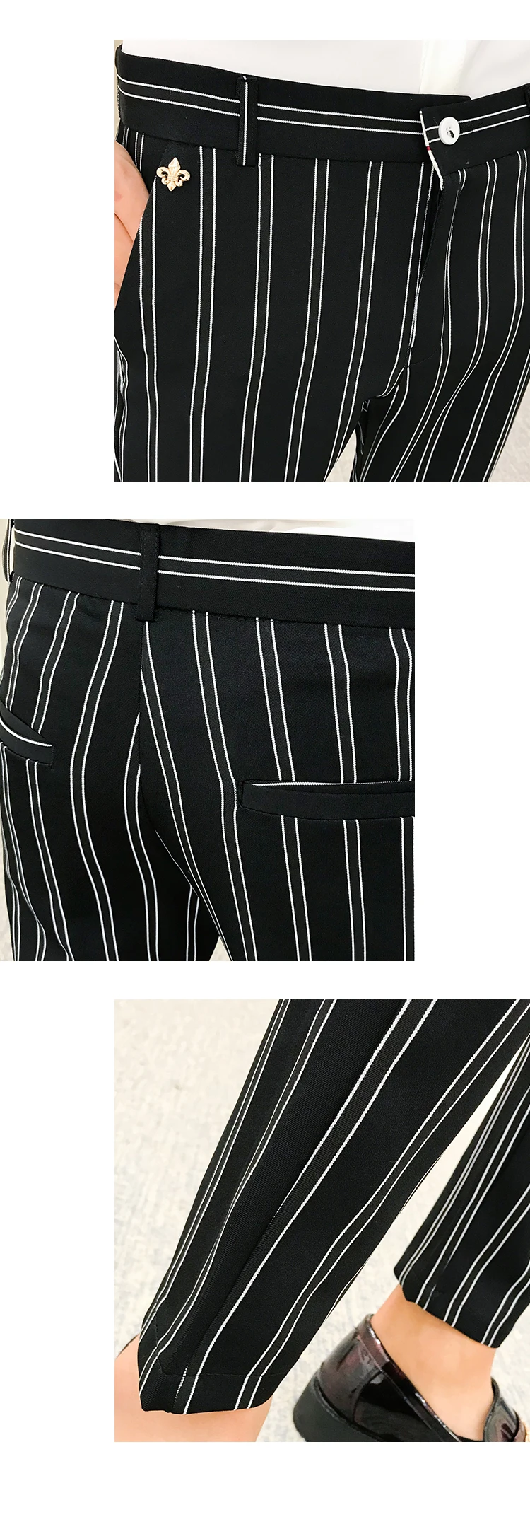 Autumn Stripe Men Dress Pants Black Green Mens Pants Fashions Streetwear Men Skinny Fit Men Trousers Pantalones Hombre