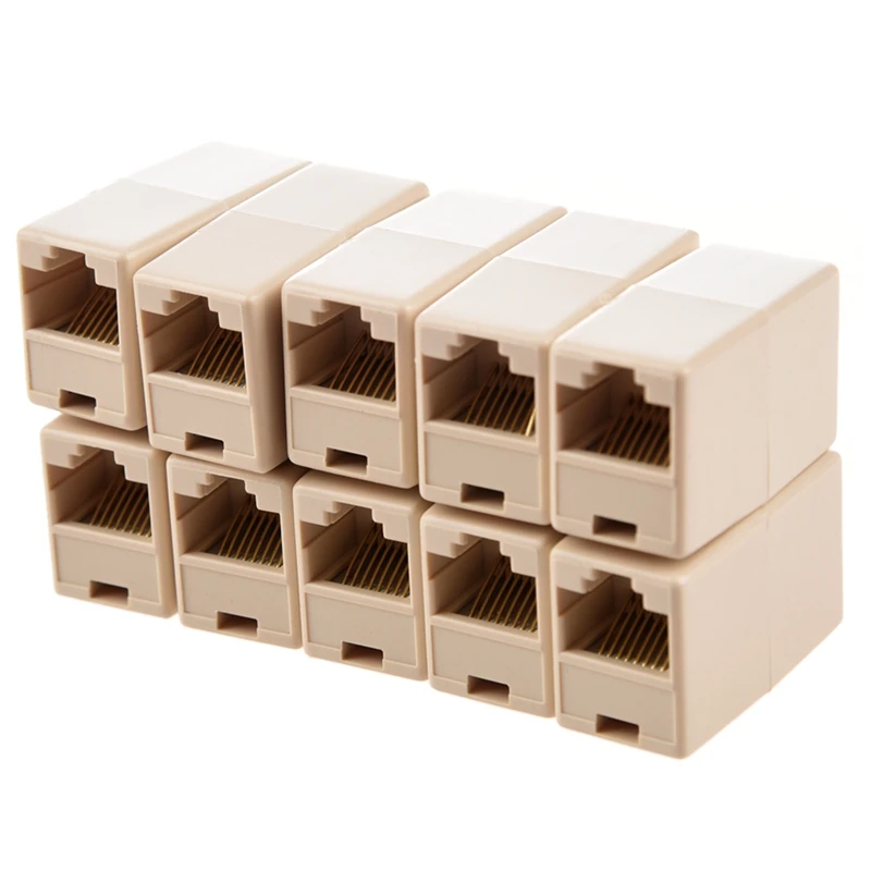 10 шт. Rj45 Cat5 муфты-столярные-половые смены и 5 бежевый пластик Rj11 6P4C женский/женский