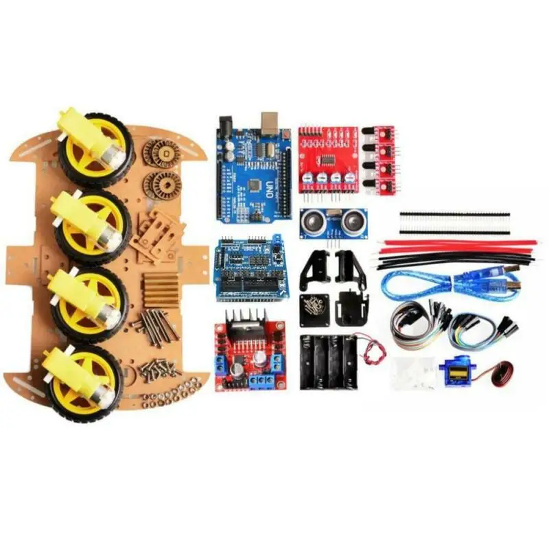 100% Brand New Smart Car Kit Without User Manual Avoid Tracking Motor Intelligent Robot Chassis DIY 4WD Ultrasound | Инструменты
