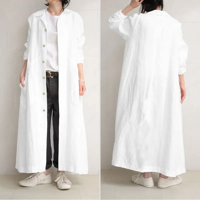 VONDA женское повседневное длинное платье макси на пуговицах однотонный офисный