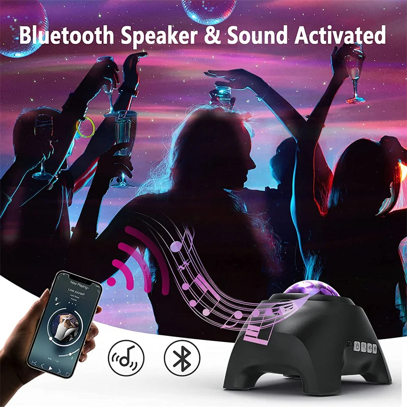 

Светодиодный проектор звезды Галактики океанская волна Ночной свет Blueteeth Usb музыкальный плеер звездное небо порты украшение для дома Звезд...