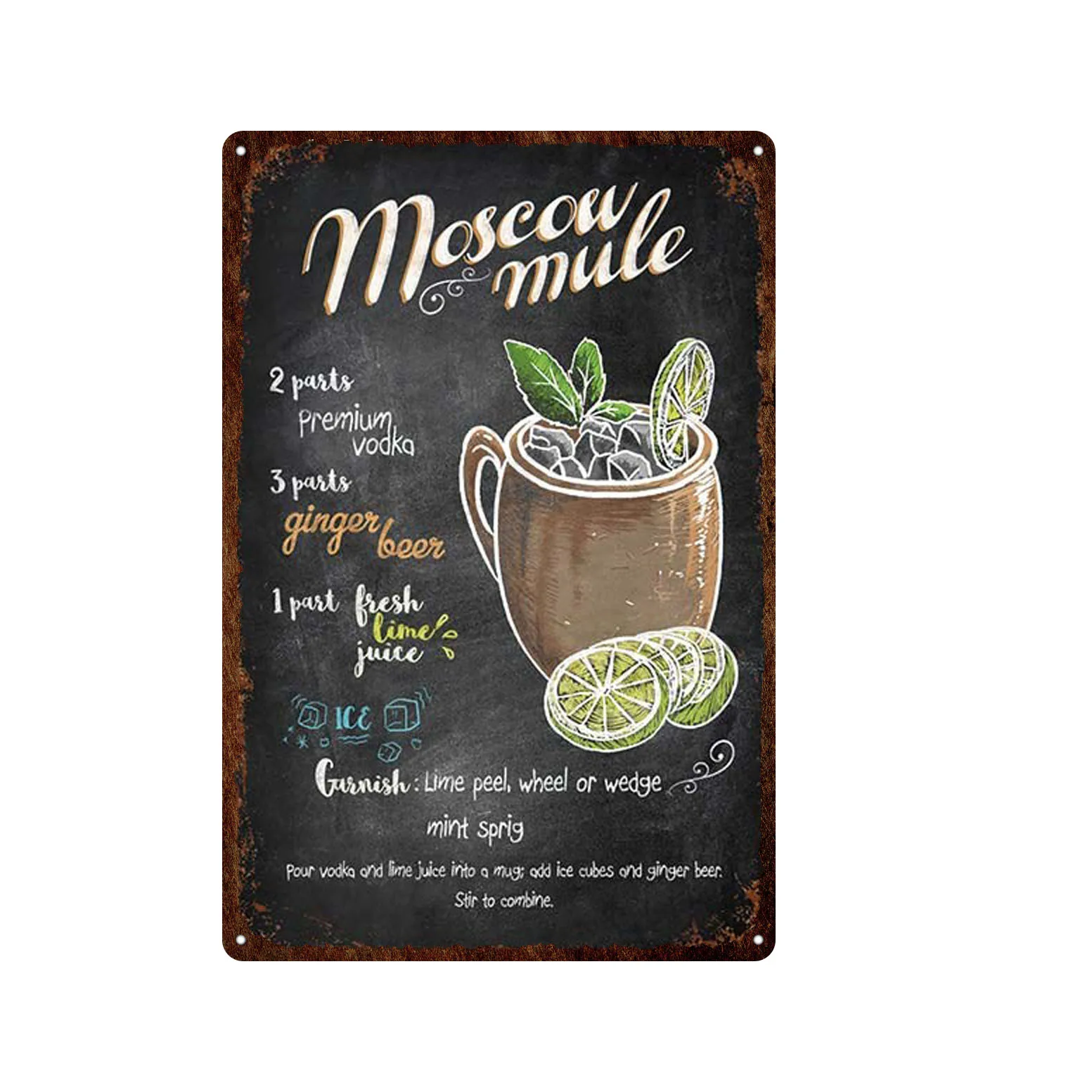 Винтажные металлические жестяные знаки Mojito для коктейлей постер с изображением
