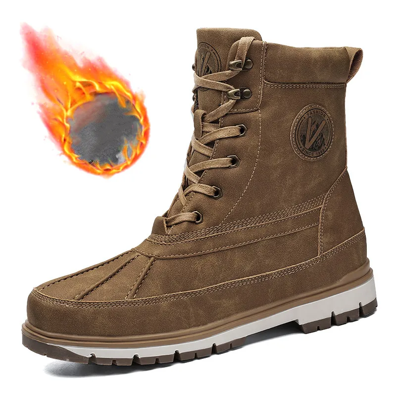 

2022 New Quality Waterproof Snow Boots Super Warm Plush Men's Boots Winter Fur Ankle Boots Comfortable Motorcycle Boots Big Size