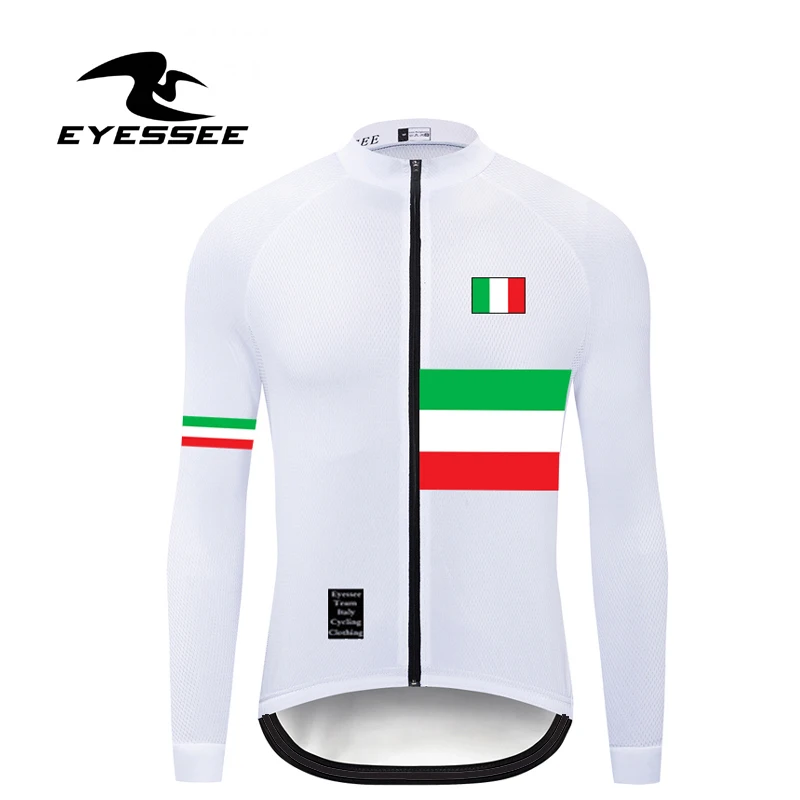 Итальянская Джерси для велоспорта EYESSEE мужская легкая ткань с длинным рукавом