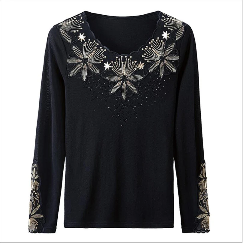 

Women blouse shirt New 2020 Spring long sleeve mesh Elegant Slim Embroidery Mesh shirt Plus size women tops and blouses