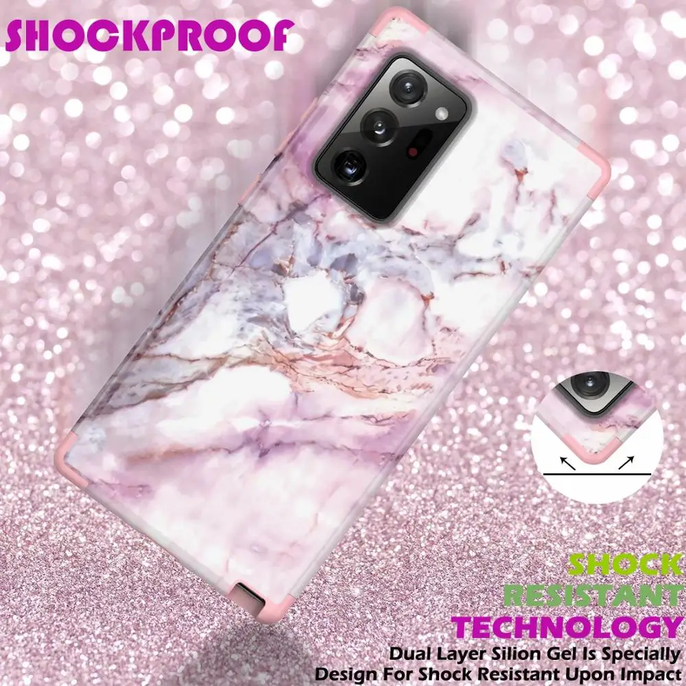 Marble Hybrid Armor Case For Samsung Galaxy Note 20 Ultra S21 Plus 5G Coque 360 Full Anti-knock Cover Note10 S10 Shockproof Case