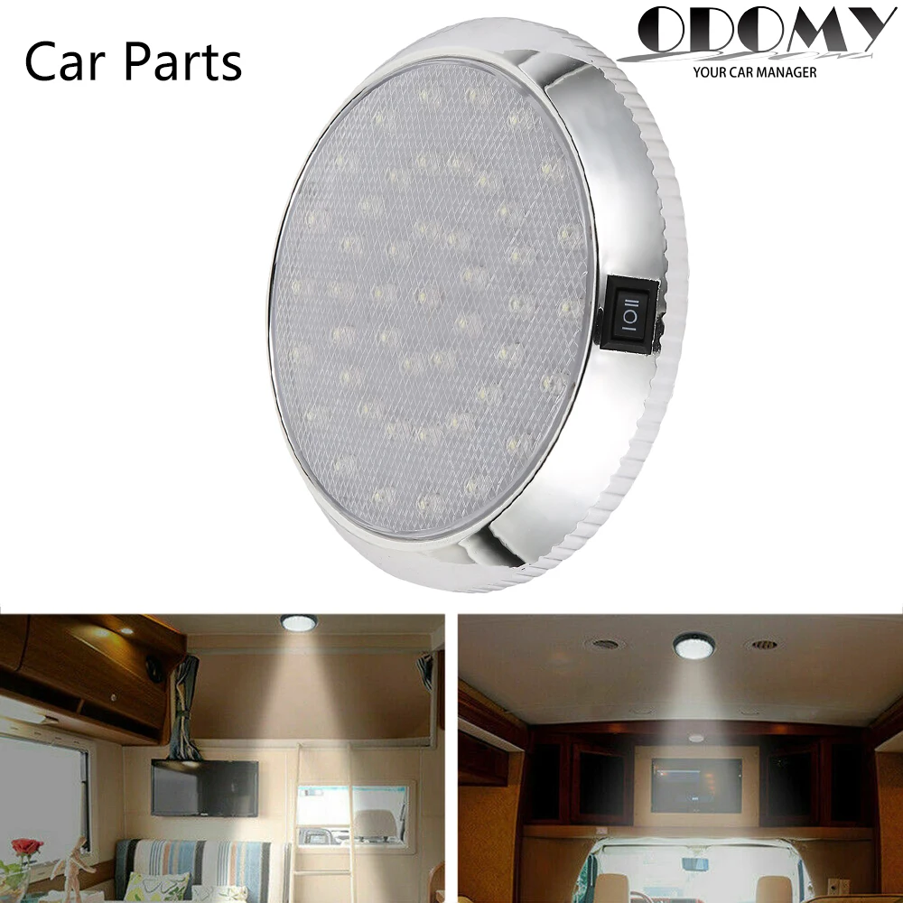 

12 В, 46 светодиодов, Автомобильный Круглый Потолочный купольный светильник на крышу, внутренний светильник, ВКЛ./ВЫКЛ., лампа для кемпера, фур...