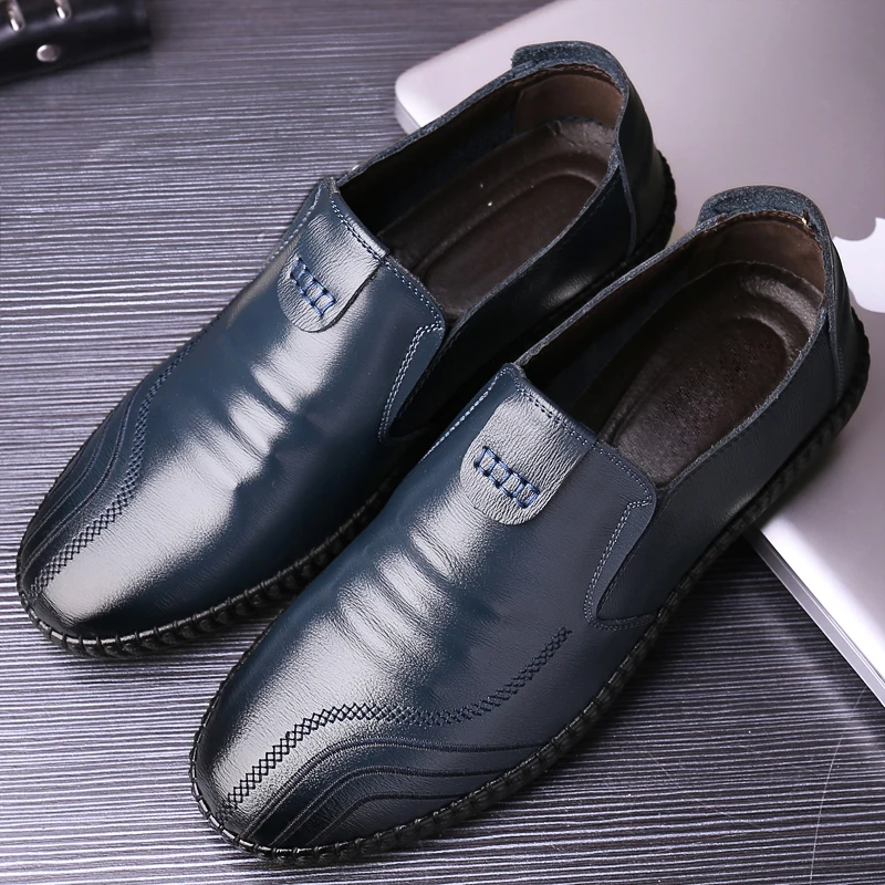 Leather Men Casual Shoes Slip On Male Loafers Driving Moccasins Homme Fashion Dress Wedding Breathable Footwear | Обувь