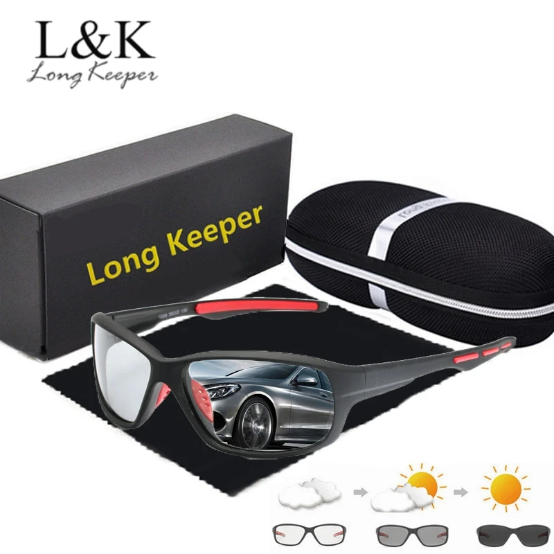 HD поляризованные фотохромные солнцезащитные очки для мужчин вождения Хамелеон