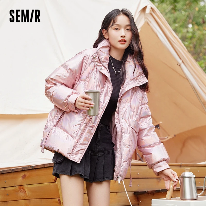 SEMIR Down Jacket Women Colorful Black Technology Anti-Pollution Winter 2021 New Loose Stand-Up Collar Bread Coat
