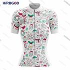 Новейшие Трикотажные изделия для велоспорта HIRBGOD для девочек, топ с коротким рукавом из полиэстера с рождественским принтом, Женская веломайка TYZ1185