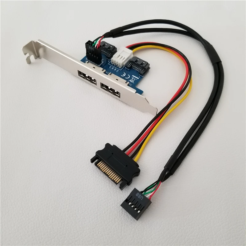 

Преобразователь с двойным портом SATA на Power eSATA esтап 9-контактный на USB 2,0 карта расширения заднего кронштейна для настольного компьютера
