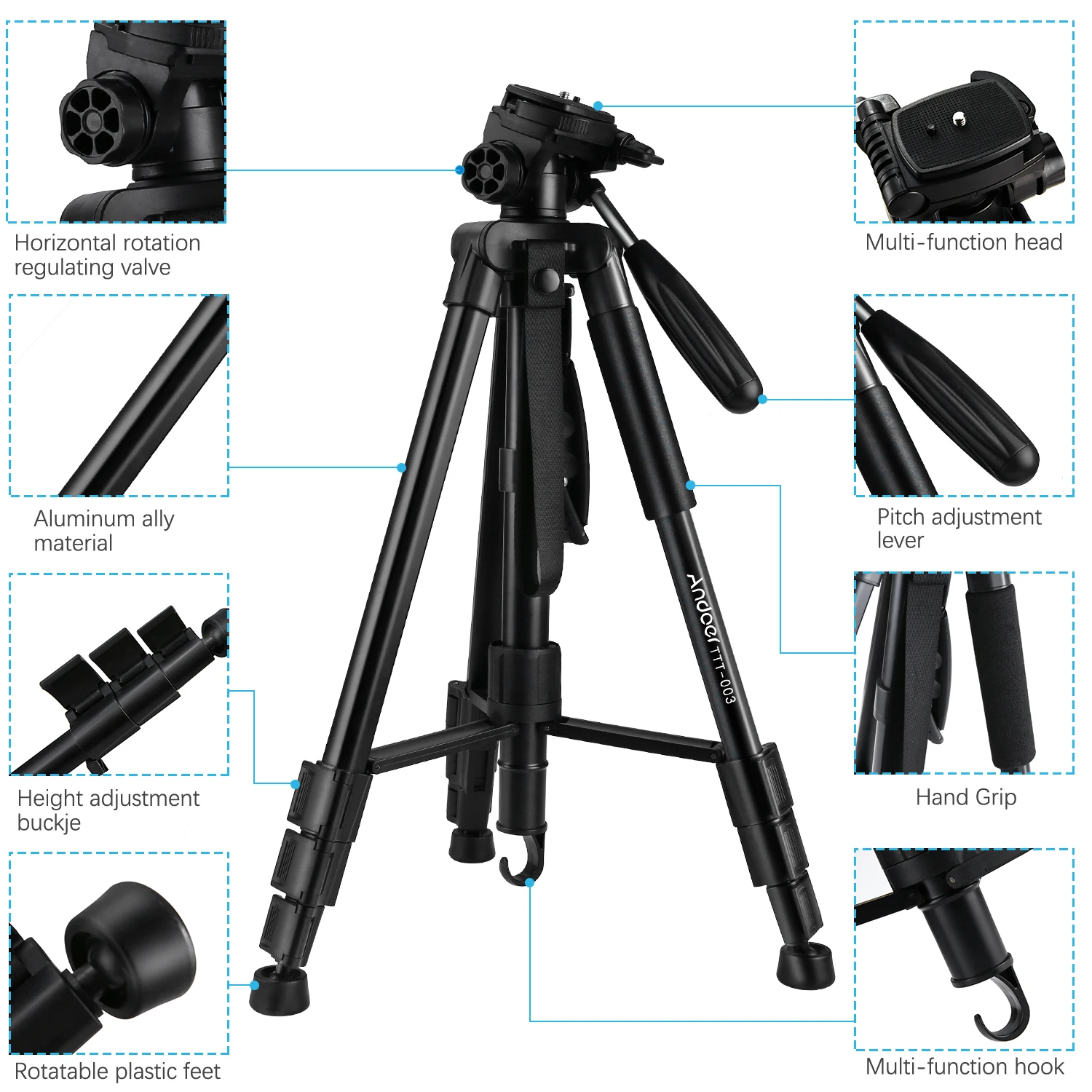 Штатив для фотоаппарата Andoer штатив-Монопод из алюминиевого сплава с 3-сторонней