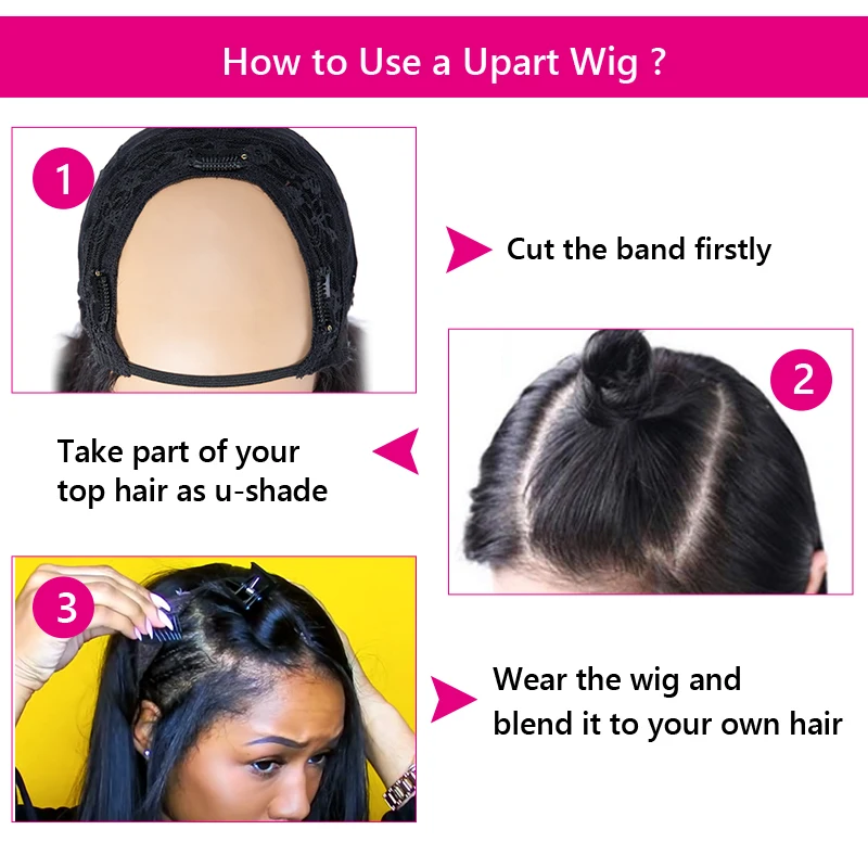 U Part Human Hair Wigs Body Wave Full Machine Made Tuneful Raw Indian Remy Cheap Shape Half For Women | Шиньоны и парики