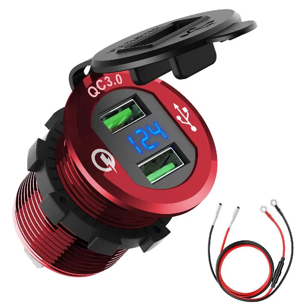 HiMISS Car Motorcycle Refitted USB Charger Mobile Phone Tablet QC3.0 Metal Quick Charging | Автомобили и мотоциклы