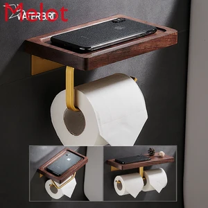 solid wood tissue holder creative toilet toilet paper holder black walnut box mobile phone holder free global shipping