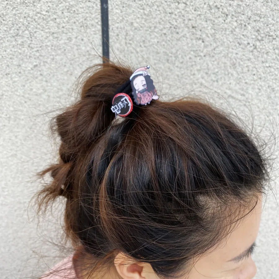 2Pcs/Set Anime Demon Slayer Kimetsu no Yaiba Hair Ropes Hair Ties Hair Bands Headwear Jewelry Accessories