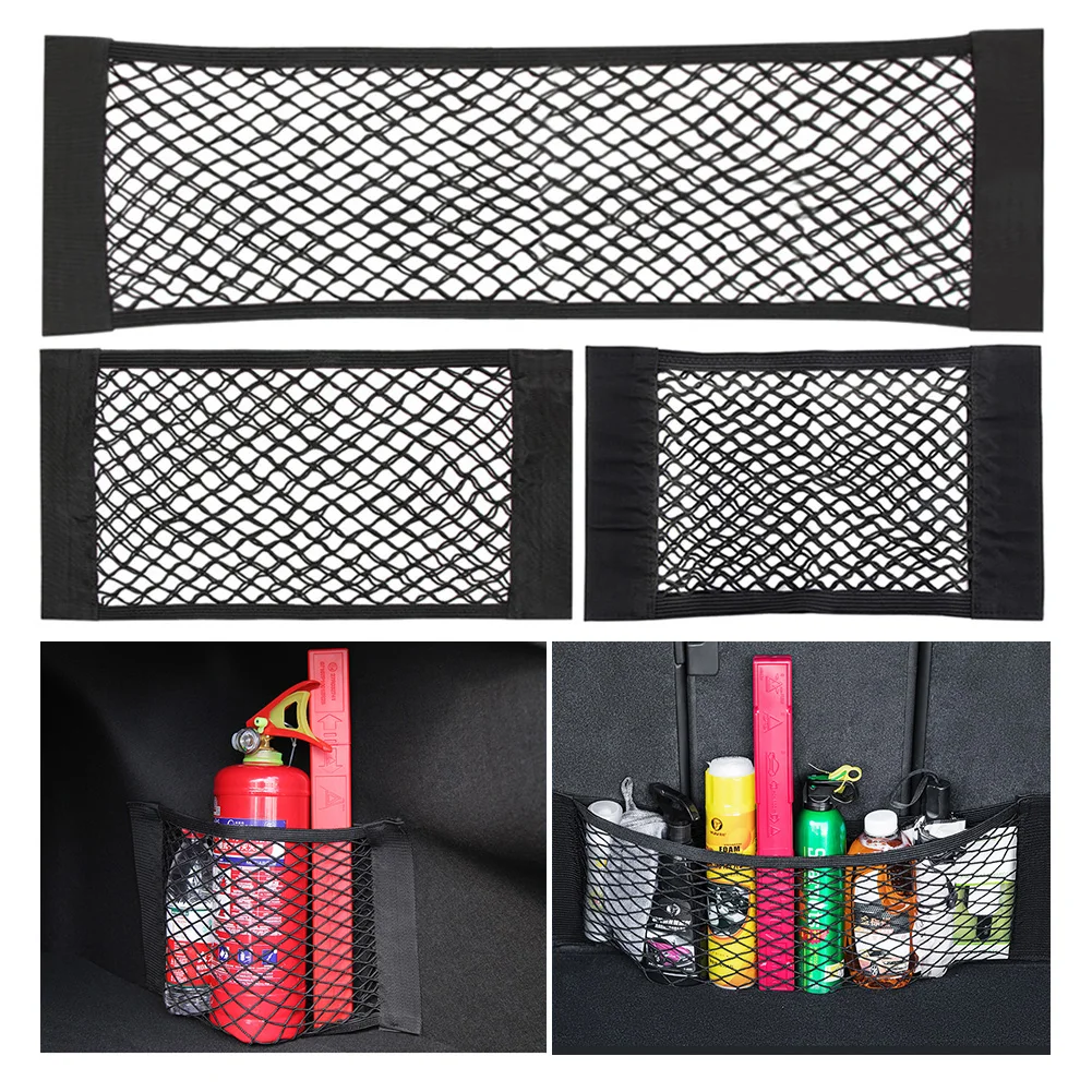 

Car Mesh Organizer Pocket Back Mesh Elastic String Net Magic Sticker Universal Storage Pocket Cage Auto Organizer Seat Back Bag