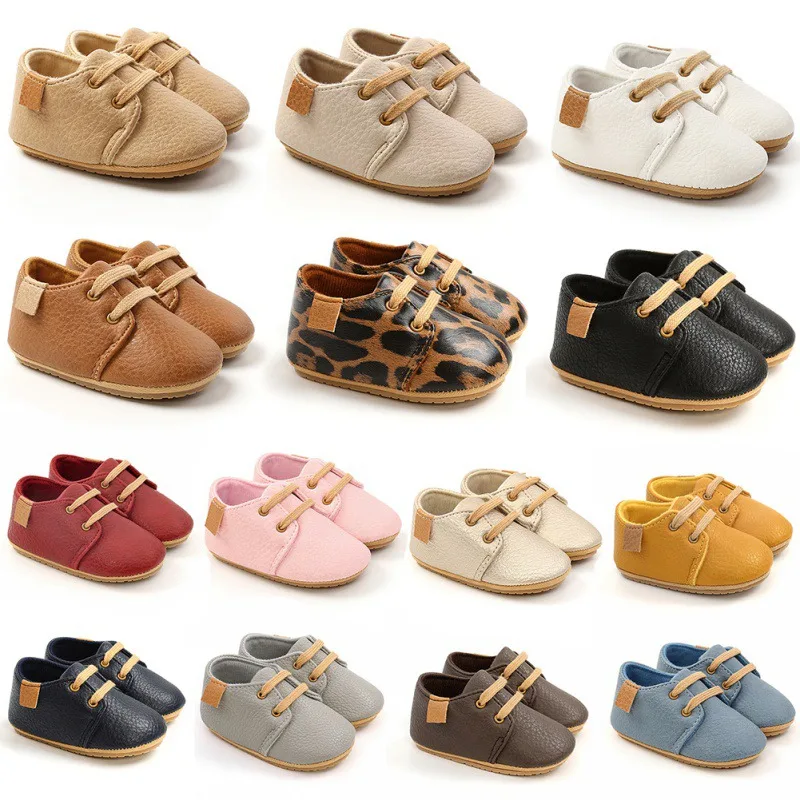 Bobora Soft Leather Baby Moccasins Shoes Newborn Rubber Sole First Walkers Boys Toddler Shoes Infant Girls Anti-slip Prewalkers