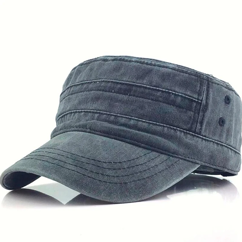 

1Pc Solid Color Men's Army Cap Military Adjustable Flat Cap Classical Style Sunscreen Sun Hat Casual Hat