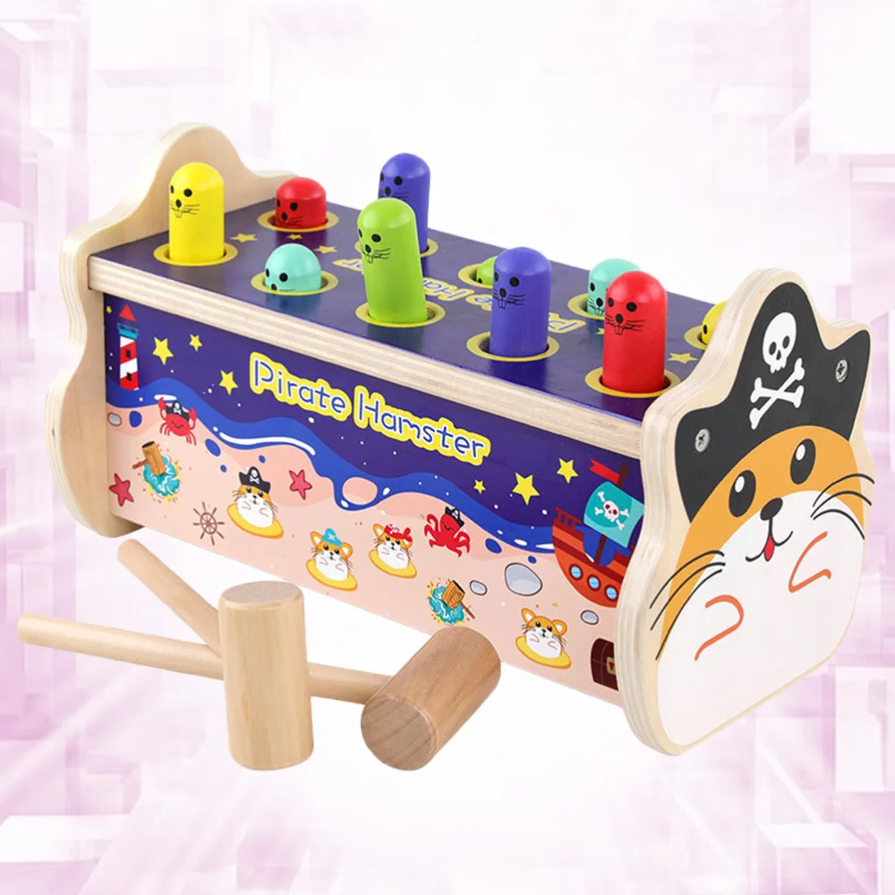 

1 Set of Wood Hammer Beat Wooden Blocks Baby Beating Toys Educational Coordination Colorful (Pirate Hamster)