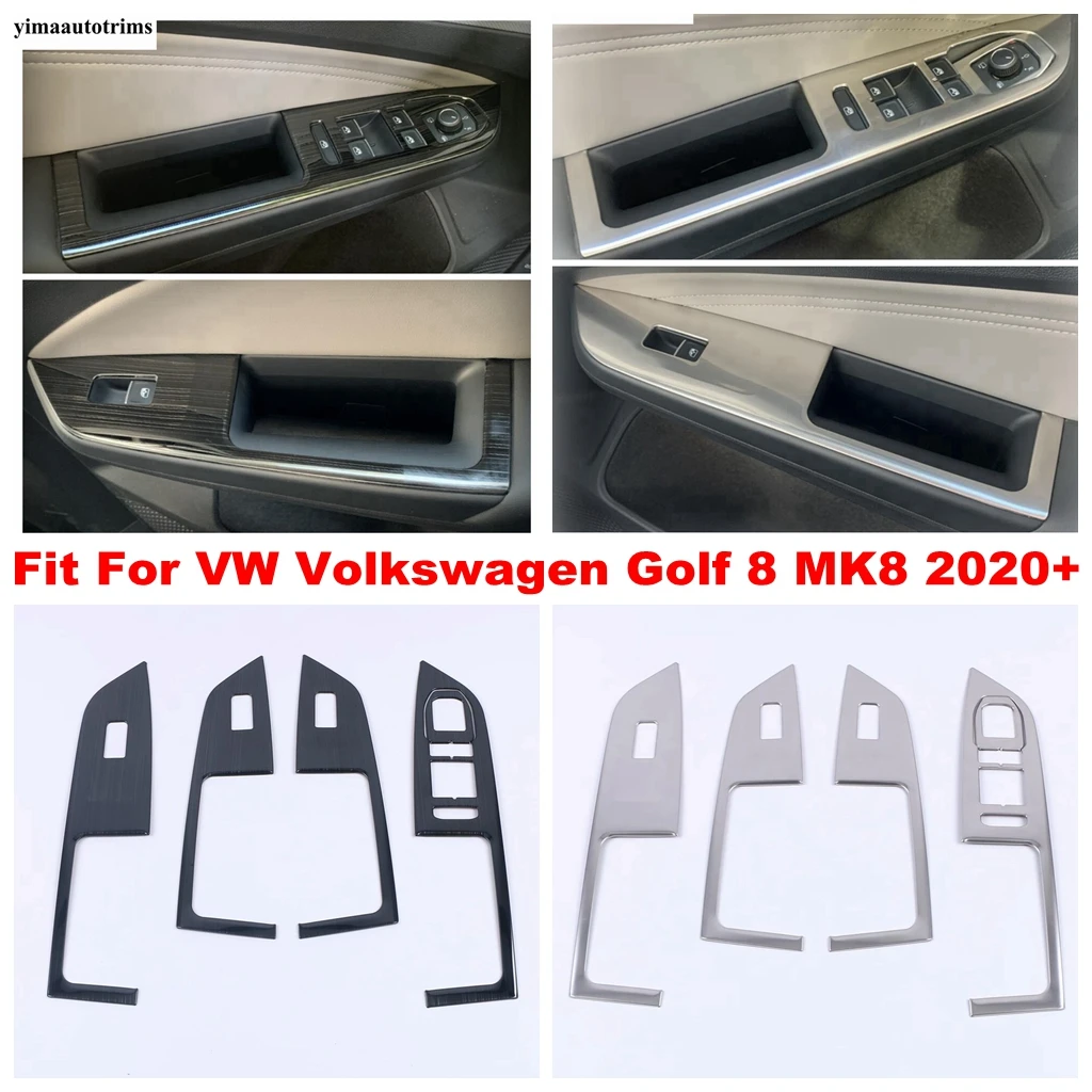 

Door Window Glass Lift Switch Button Panel Decor Cover Trim Stainless Steel Accessories For VW Volkswagen Golf 8 MK8 2020 - 2022