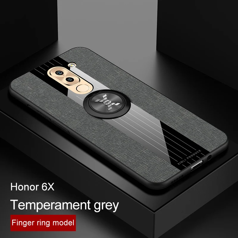 Для huawei honor 8X 7X 6X чехол Роскошный Жесткий тканевый с кольцом магнитный штатив тонкий защитный чехол для huawei honor 8X max honor 7x
