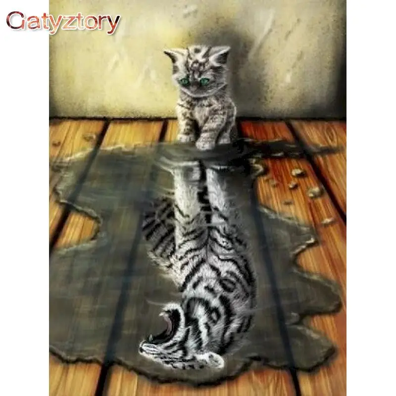 

GATYZTORY Frame Lovely Cat DIY Painting By Numbers Kit Animals Handpainted Oil Painting Unique Gift For Home Decor Artwork