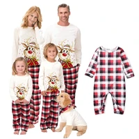 christmas deer pajamas family matching outfits plaid father mother kids dog sleepwear xmas mom baby mommy and me pjs clothes