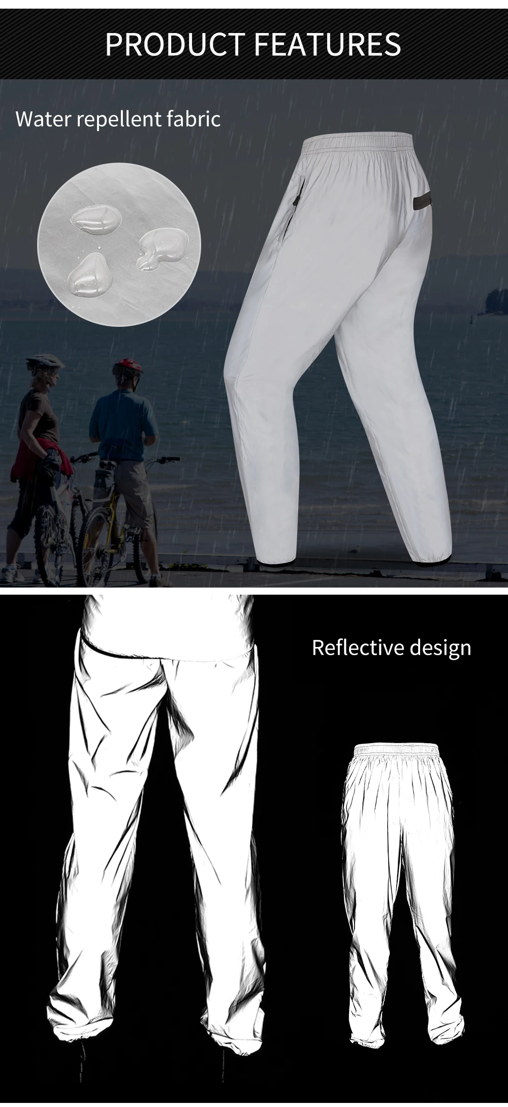 

WOSAWE Reflective Pants Highly Visible Joggers Rain Over Trousers Cycling Pants Waterproof Hip Hop Dance Casual Streetwear