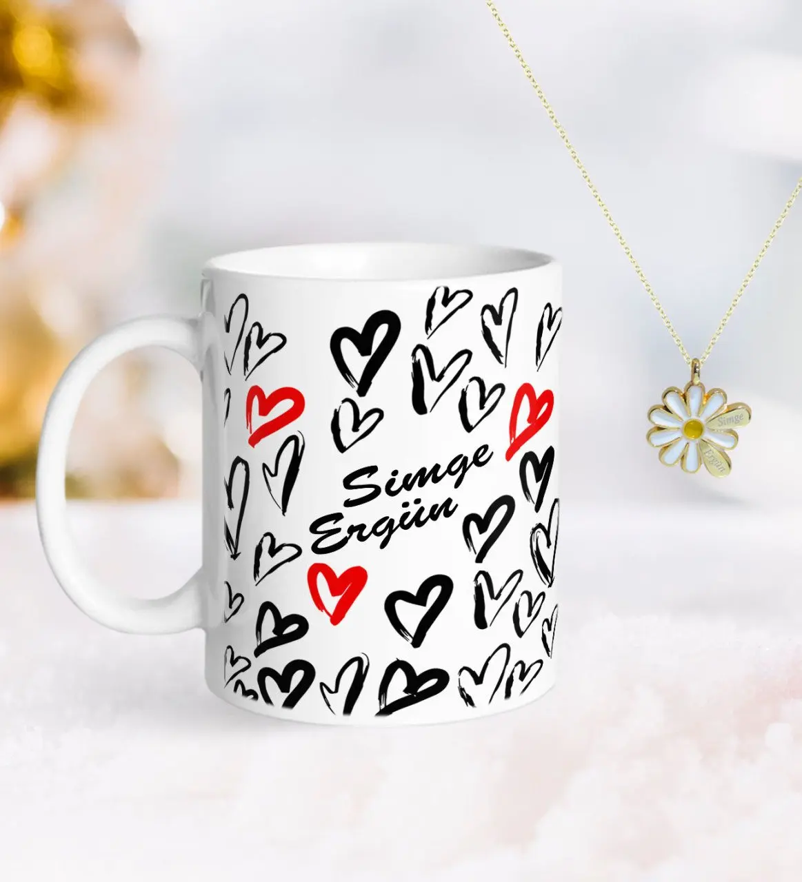 

Персонализированные ко Дню Святого Валентина кружка и двойной Дейзи Kolye-64