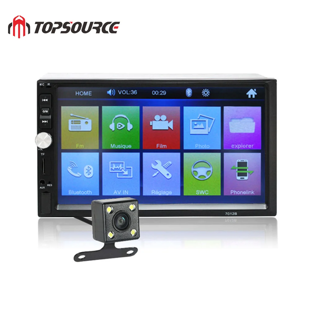 Radio and 4 LED TOPSOURCE Автомагнитола 7012B " HD сенсорный экран 2 Din аудио стерео Bluetooth видео MP5 мультимедийный плеер FM радио TF USB - Цвет: Radio and 4 LED