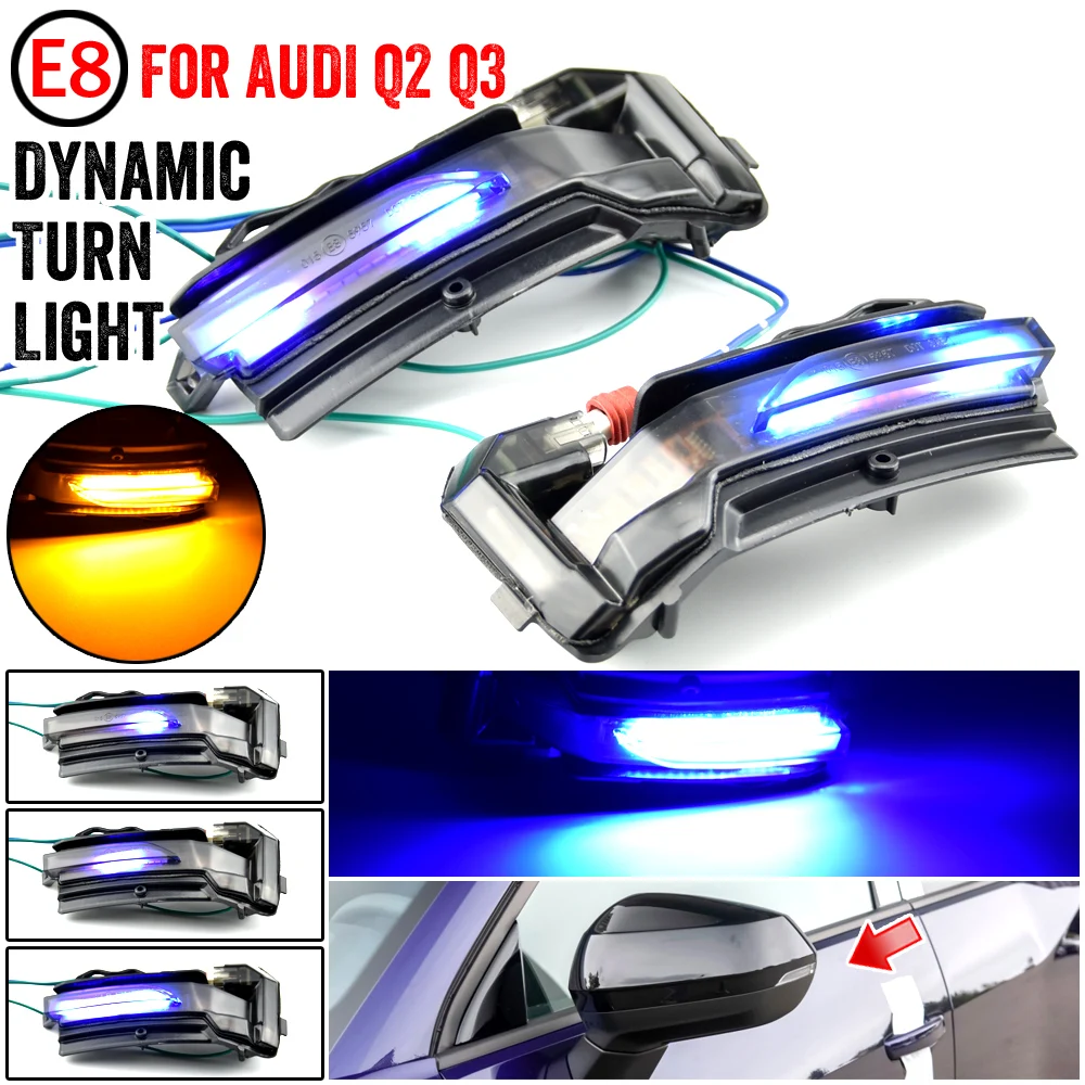 

Pair Flowing Turn Signal Light LED Side Wing Rearview Mirror Dynamic Indicator Blinker For AUDI Q2 2018-2020 Q3 2019-2020