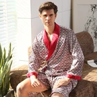 Новинка, мужской халат с шортами, шелковое кимоно из 2 предметов, мужское шелковое атласное халат, домашняя одежда, женское сексуальное летнее мужское платье