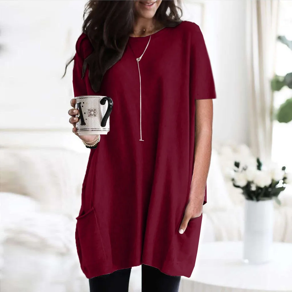 Женская длинная футболка KANCOOLD повседневная Однотонная большого размера с