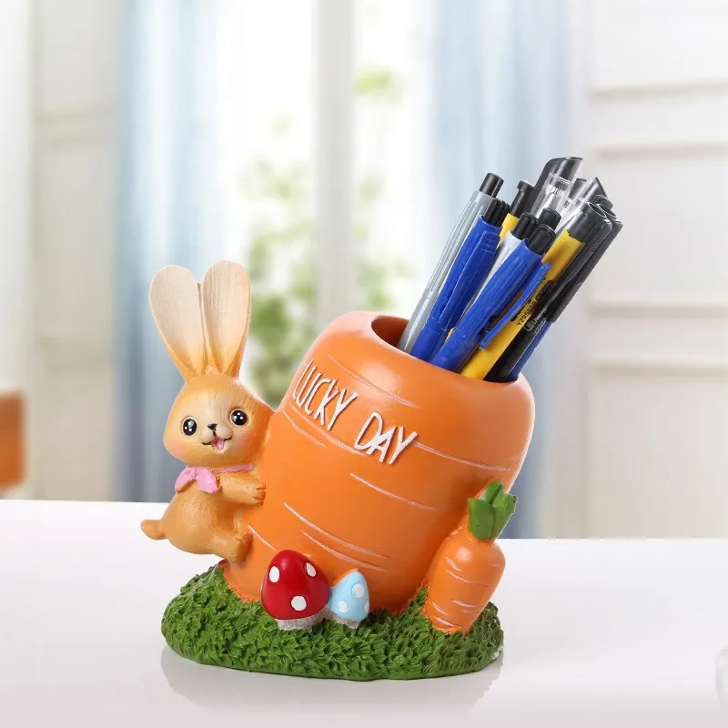 

Desk Organizer Pencil Pen Holder Cute Bunny Carrot Pen Holders Stand Office Organizer Stationery Stand Storage Box for Home