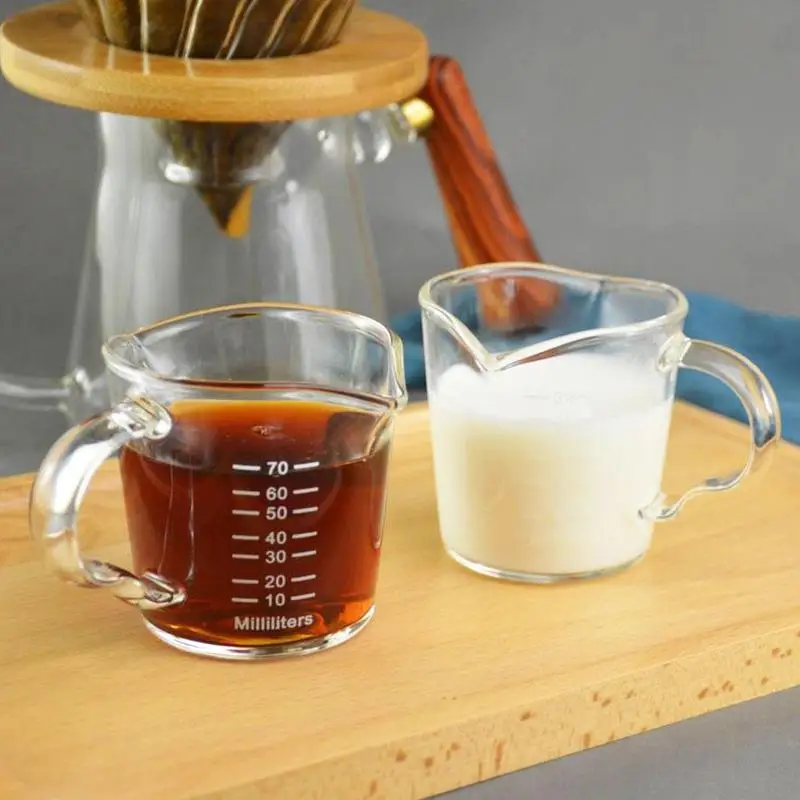 

70ml Heat-resistant Glass Measuring Cup Small Milk Cup Kitchen Jigger for Espresso Coffee Double-mouthed Ounce Cup