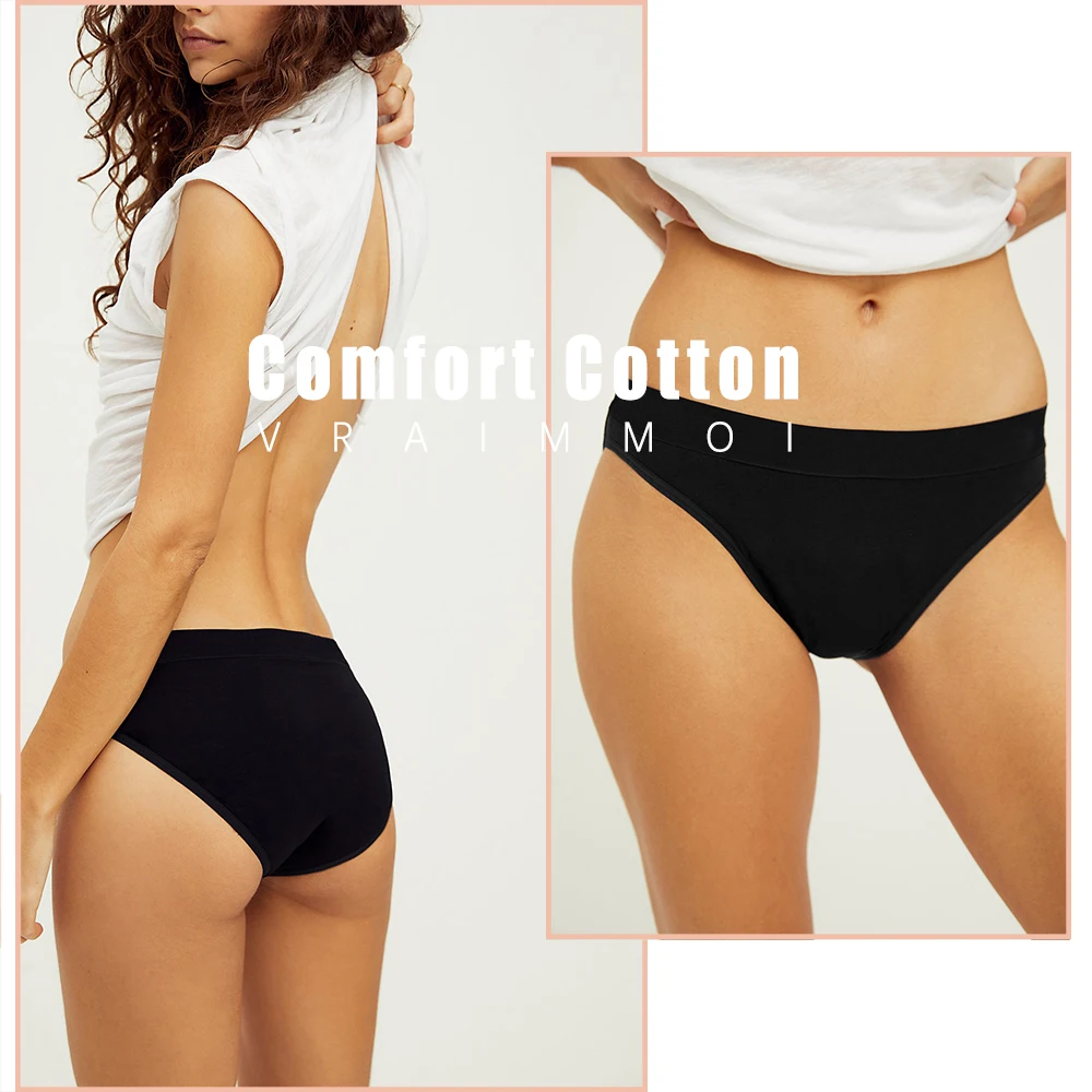 

Thong Lingerie Cute Women Cotton Panties High Elasticity Briefs Mid-Waist Underwear Soft Undies Female Panty Panties Plus Size