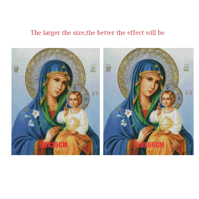 100% Full 5D Diy Daimond Paintings &quotMary&ampJesus" 3D Diamond Painting Round Rhinestones Diamant Embroidery Religion Icon | Дом и сад