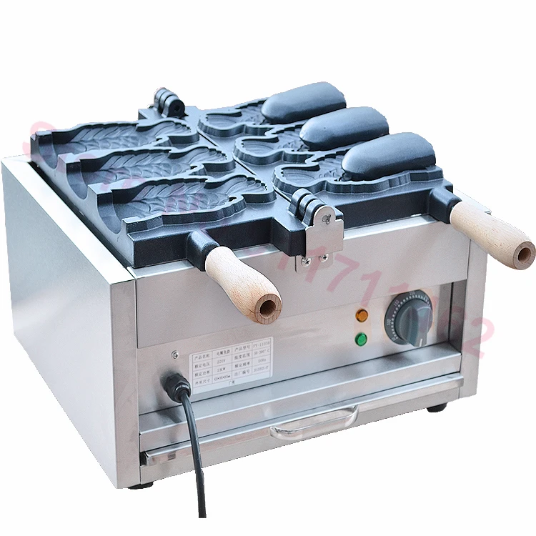 220V/110V большой тайяки c открытым ртом Вафля в виде рыб мороженое для закручивания