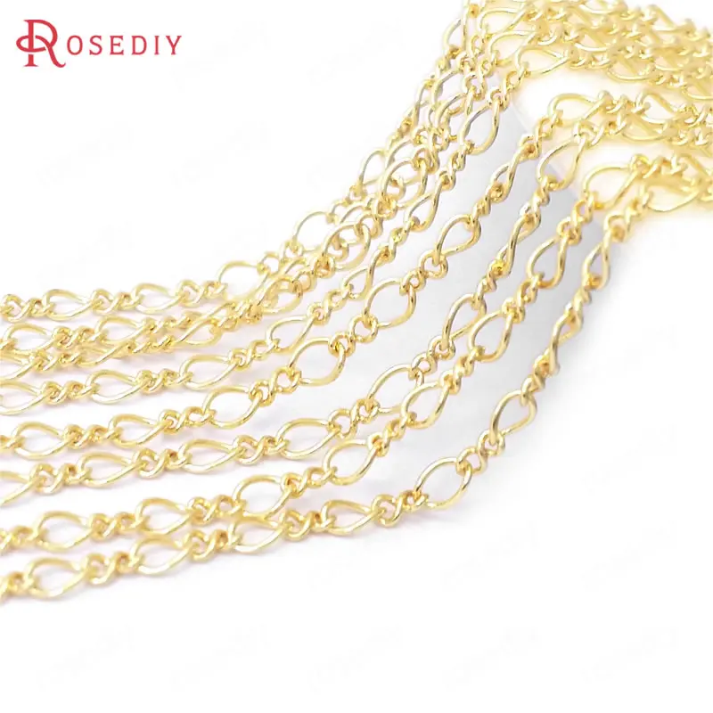 2 м Ширина 1 мм 24K Шампань золото Цвет медь Фигаро цепи ожерелье Высокое качество Diy