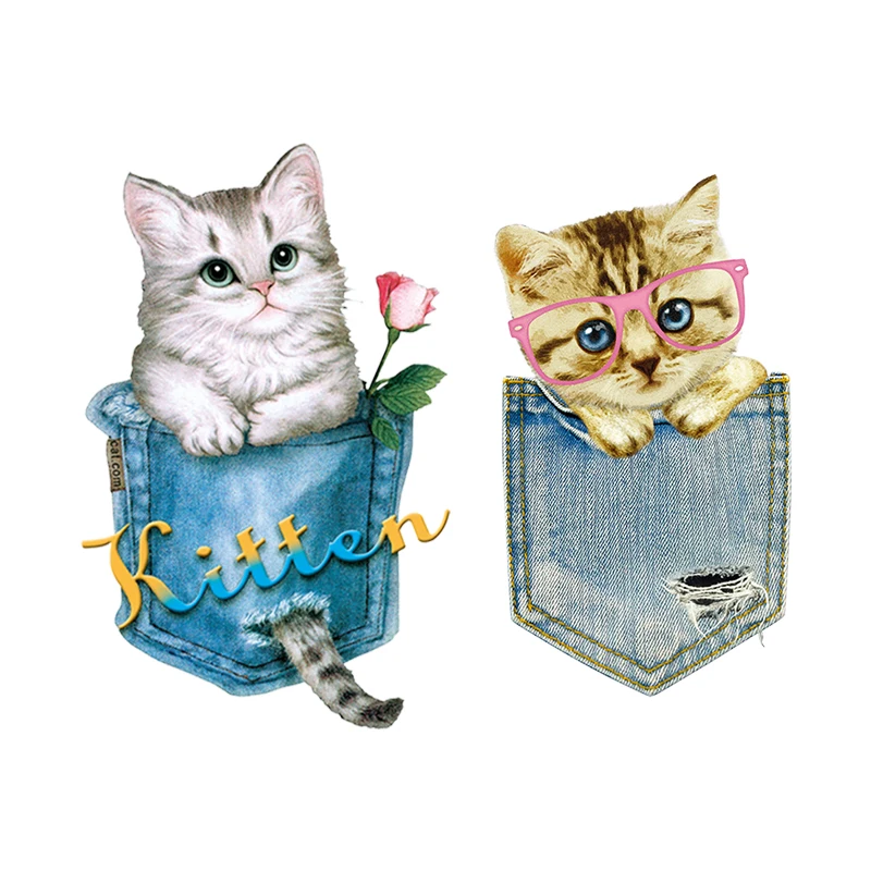 Карманные нашивки с кошками набор для переноски утюгом детей одежда девочек