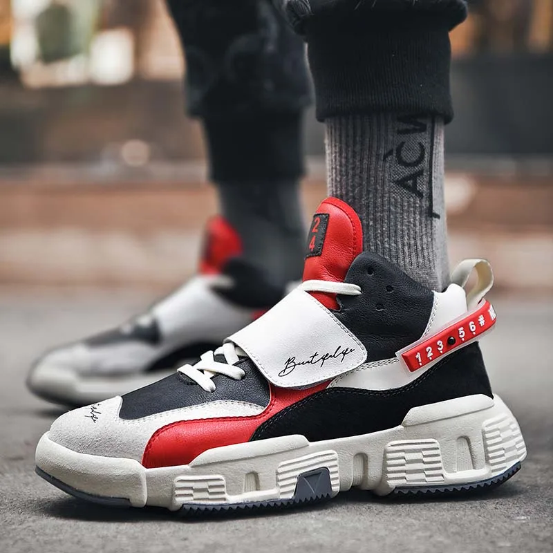 Мужские спортивные кроссовки PARAISO контрастных цветов повседневные кожаные с