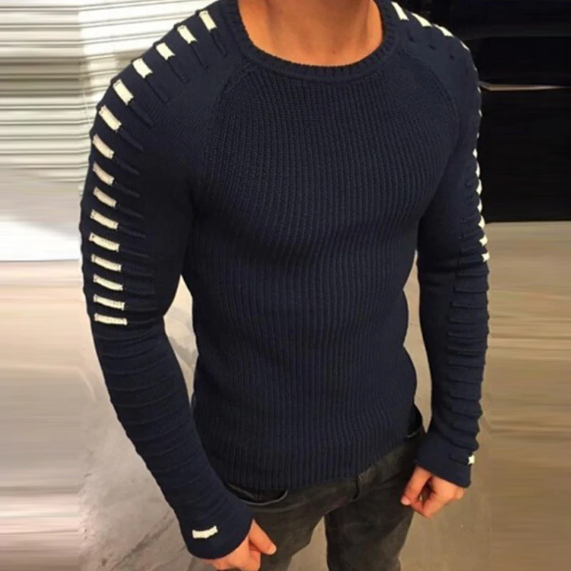 

2021 Autumn Casual Men's Knitted Sweater Men Simple O-Neck Warm Sweaters Streetwear Winter Fashion Long Sleeve Slim Jumpers Tops