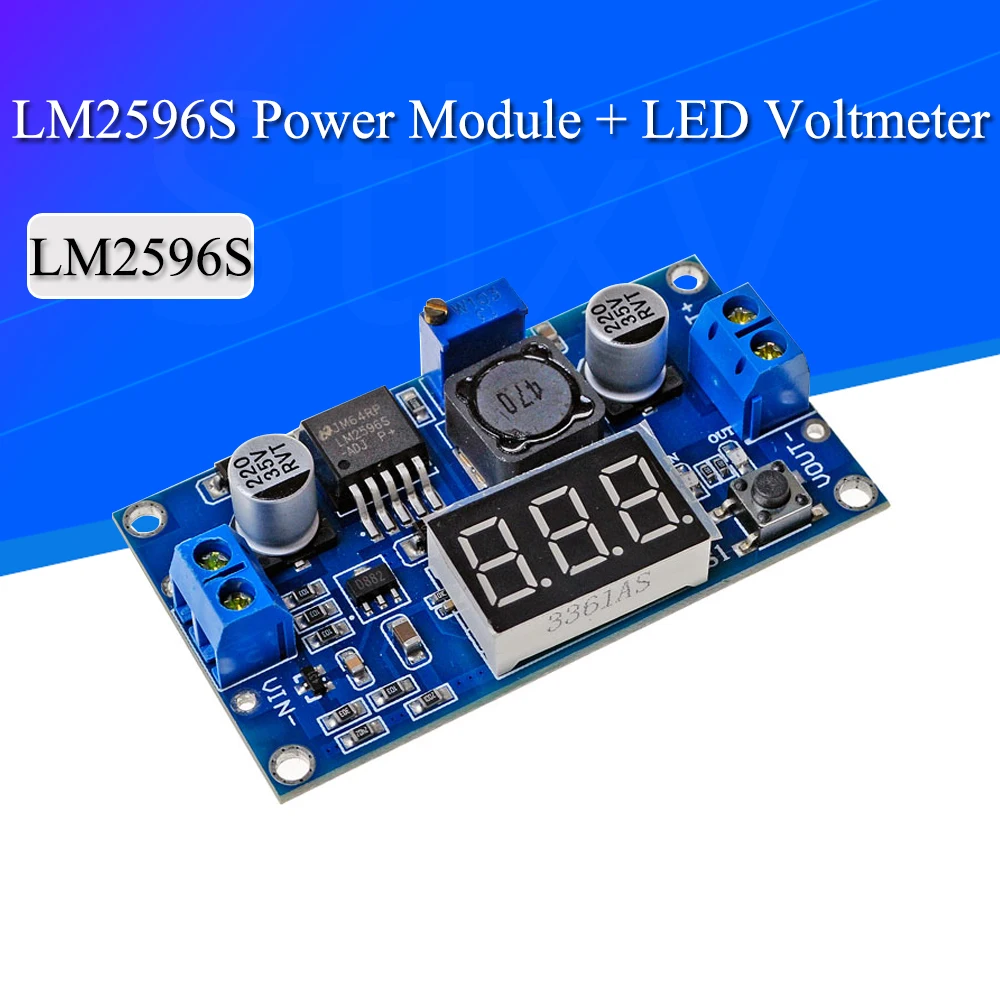 Модуль питания LM2596S + светодиодный вольтметр Регулируемый понижающий модуль с