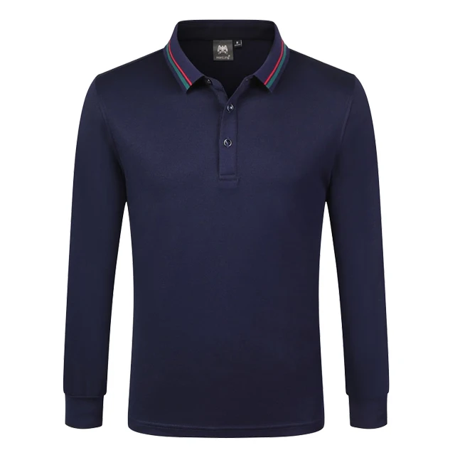 Dark Blue Мужская спортивная одежда с длинным рукавом быстросохнущая Мужская s Футболка Для Гольфа Поло рубашка 6 цветов Одежда для гольфа для wo Мужская модная футболка поло - Цвет: Dark Blue