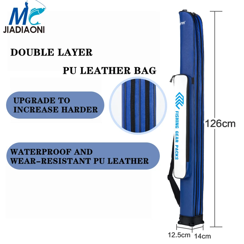 JIADIAONI Outdoor Single/Double Layer Fishing Bags Waterproof Fishing Tackle Fishing Rod Bag Storage Case Resistant PU Leather - Цвет: C3