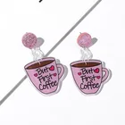 2021 новые акриловые лазерные украшения, имитация бутылки с водой, милые, но первые серьги в виде кофейной чашки для женщин, искусственная еда и напитки