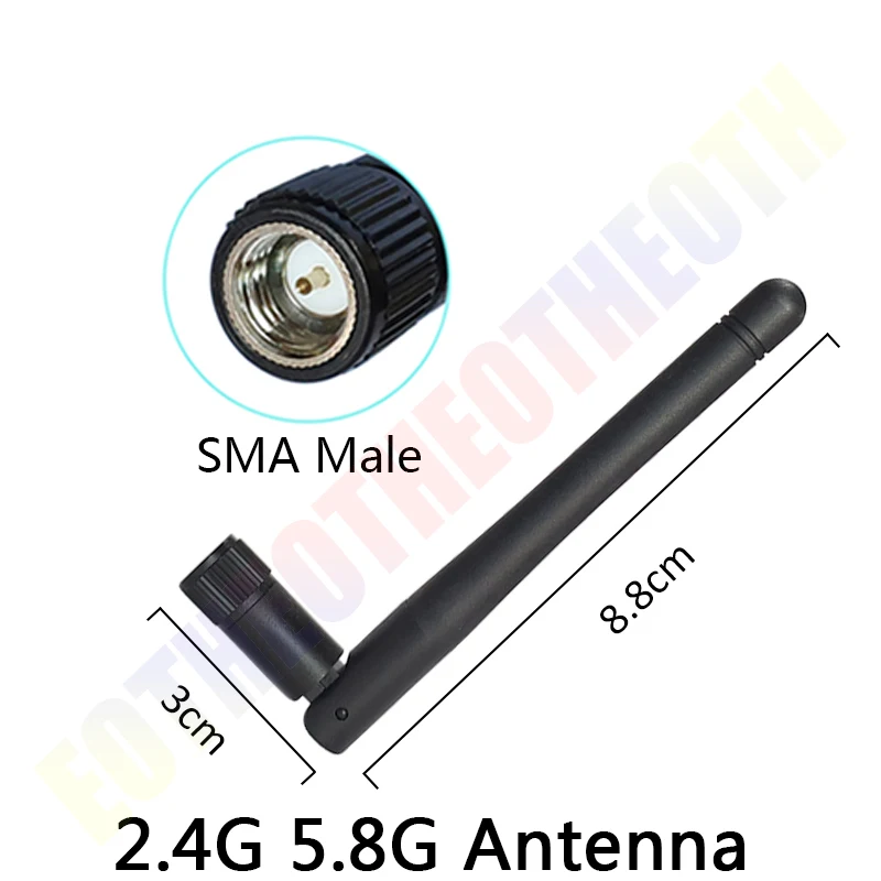 eoth 5pcs iot wifi Antenna 5.8 Ghz 2.4ghz 3dBi SMA Male 2.4G 5.8G antena pbx Antenne wireless router  11.8cm Connector Dual Band